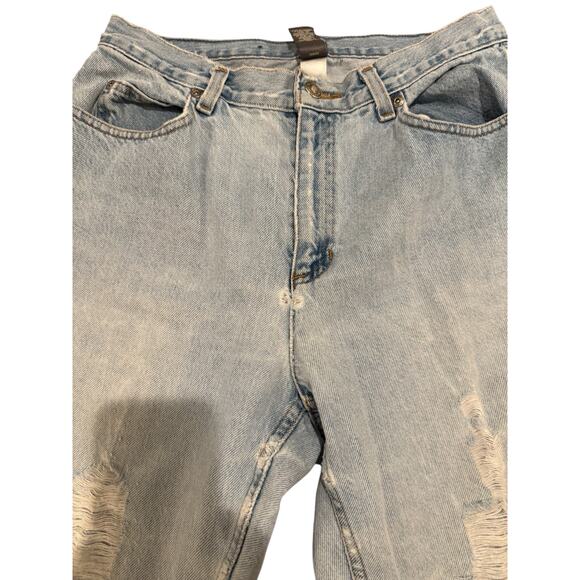 Liz Claiborne Vintage High Rise Mom Jeans 8 Light Wash Distressed 90s Denim - Picture 6 of 9